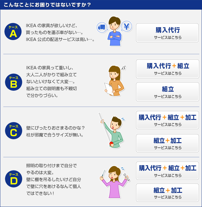 IKEA商品を格安で、購入代行・加工・組立・発送のサービスを行います！